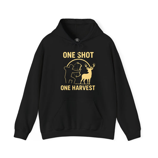 Hunting Hoodie - One Shot One Harvest, Unisex Hoodie for Outdoor Lovers, Gift for Hunters, Cozy Fall Apparel