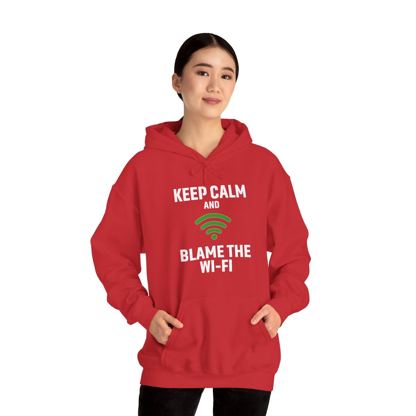Keep Calm Blame the Wi-Fi Hoodie | Comfortable Unisex Hoodie for Internet Lovers, Gift for Tech Enthusiasts, Office Gift