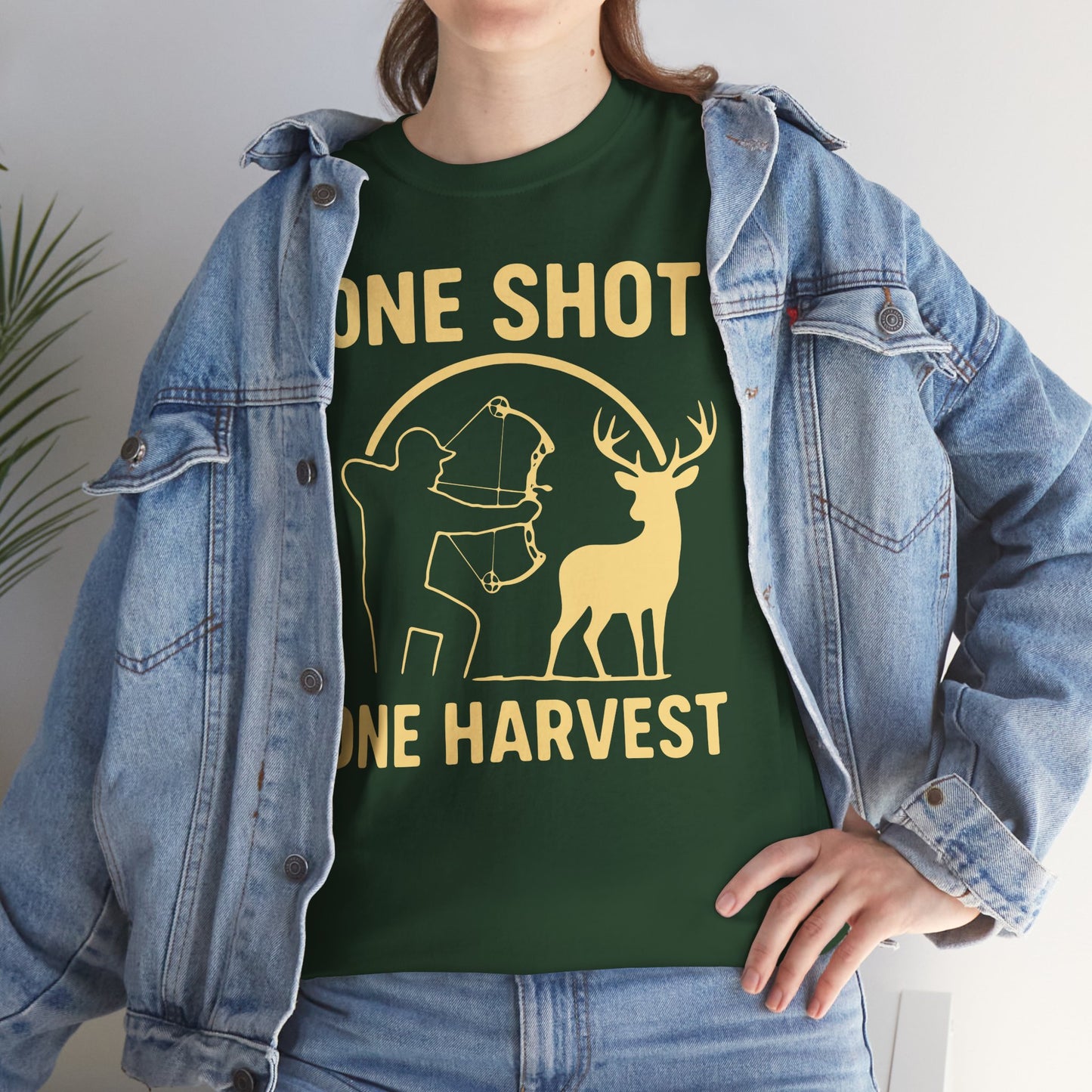 Hunting Enthusiast Tee, One Shot One Harvest T-Shirt, Gift for Hunters, Outdoor Adventure Wear, Casual Nature Lover Apparel