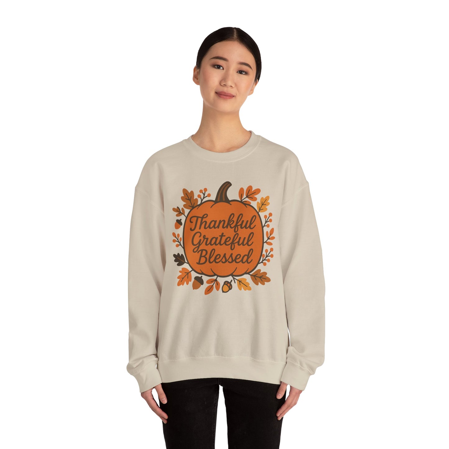 Thankful Grateful Blessed Sweatshirt | Cozy Fall Crewneck, Autumn Style, Thanksgiving Gift, Unisex Casual Wear