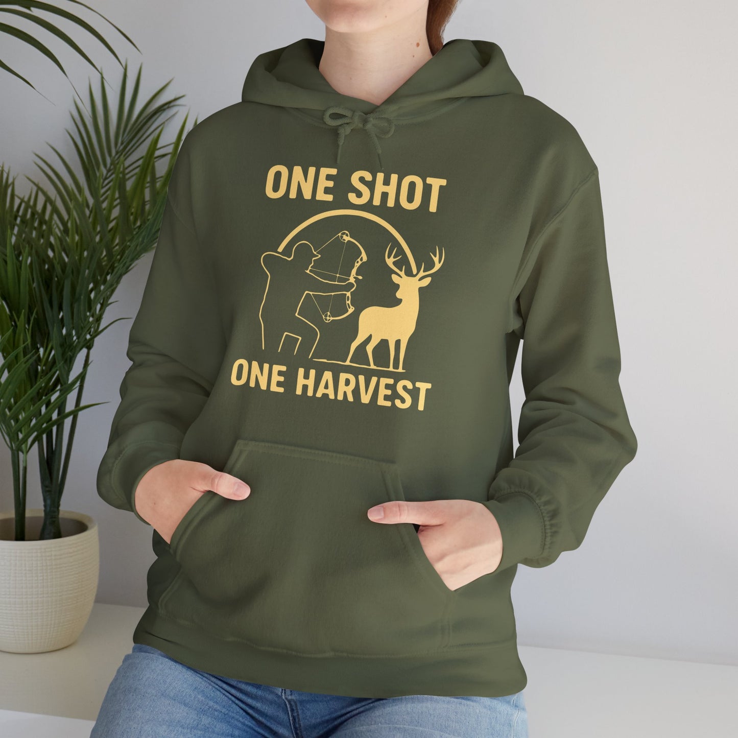 Hunting Hoodie - One Shot One Harvest, Unisex Hoodie for Outdoor Lovers, Gift for Hunters, Cozy Fall Apparel