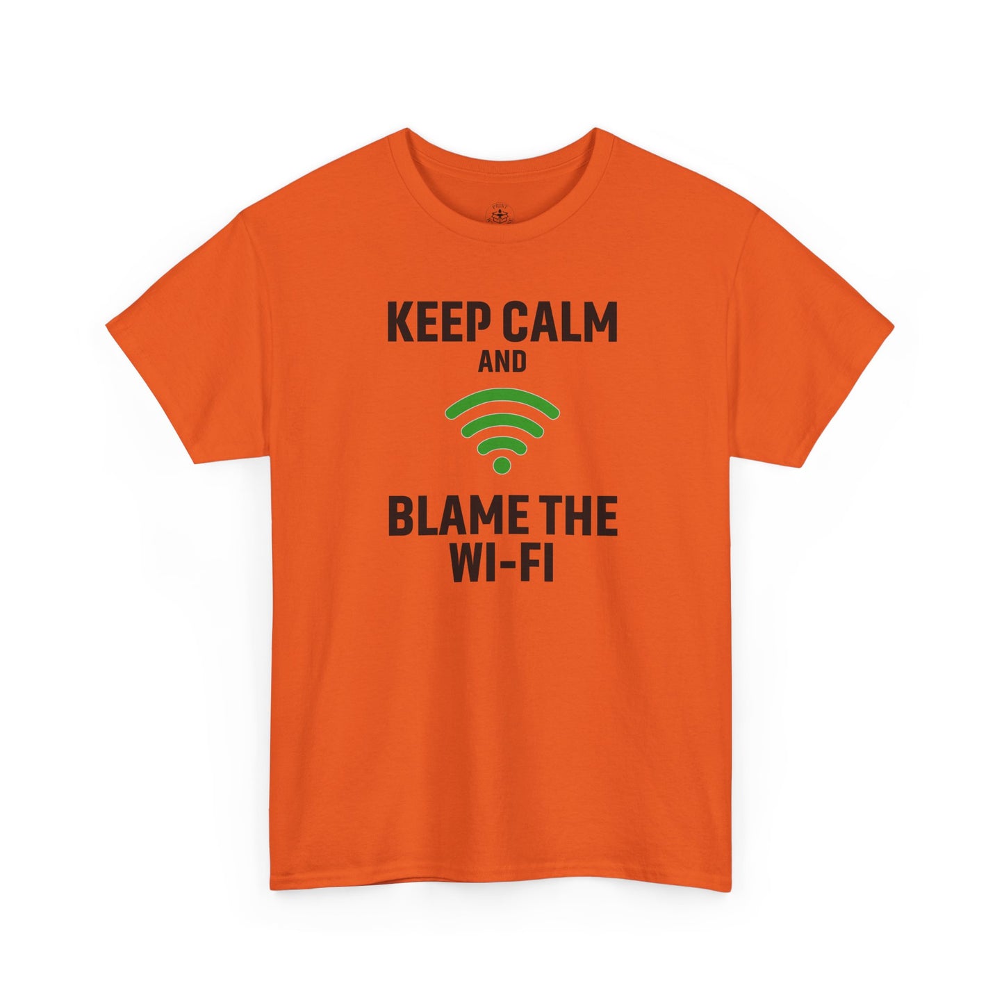 Keep Calm Blame the Wi-Fi Tee | Unisex Heavy Cotton Shirt for Tech Lovers, Funny Office Gift, Internet Humor Apparel, Casual Wear