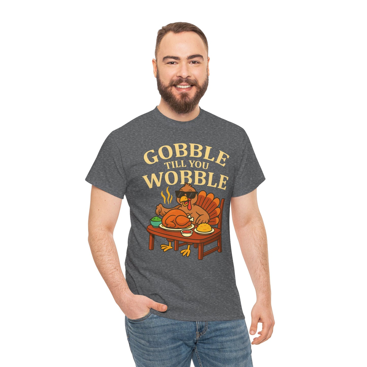 Funny Thanksgiving Tee - Gobble Till You Wobble, Fall Apparel, Thanksgiving Gift, Family Gathering Shirt, Autumn Humor T-Shirt