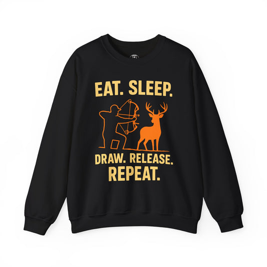 Eat Sleep Draw Release Repeat Unisex Sweatshirt | Perfect Gift for Hunters, Outdoor Enthusiasts, Archery Lovers, Casual Comfort
