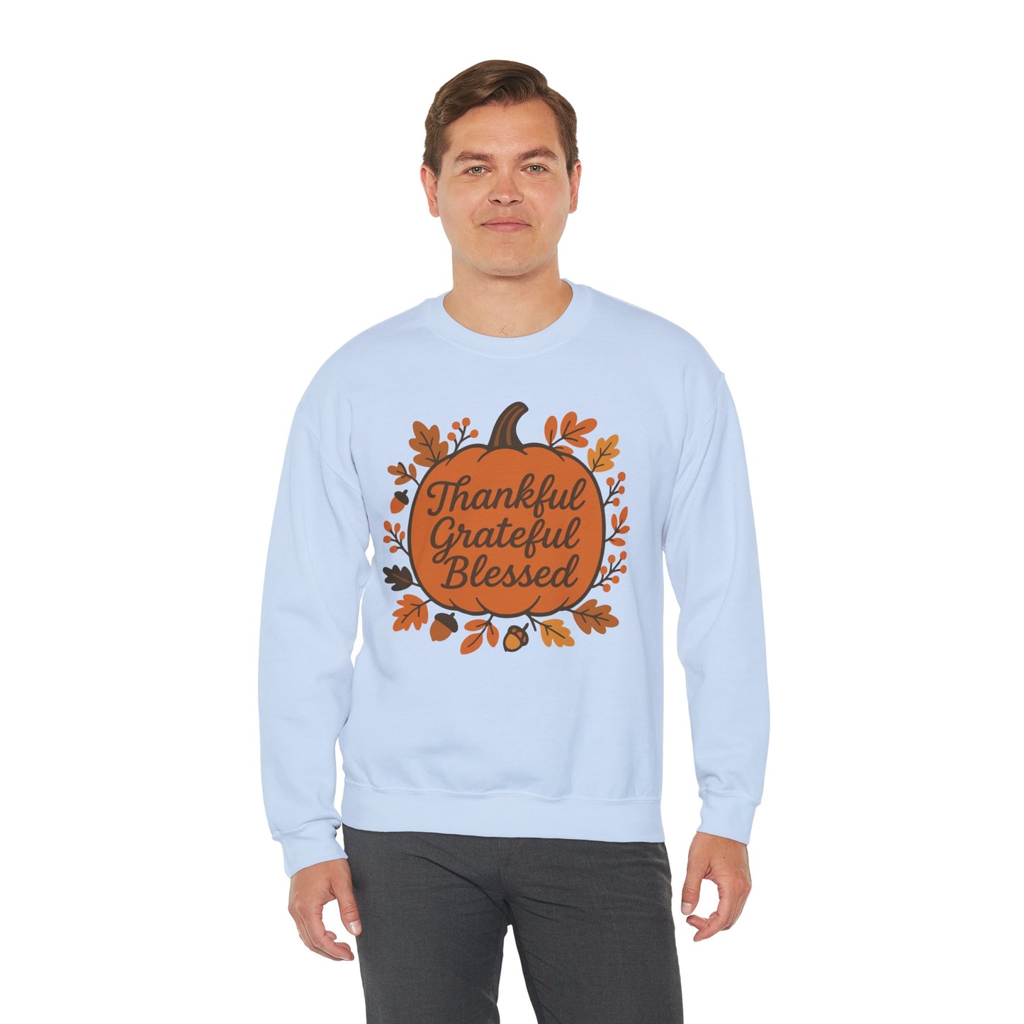 Thankful Grateful Blessed Sweatshirt | Cozy Fall Crewneck, Autumn Style, Thanksgiving Gift, Unisex Casual Wear