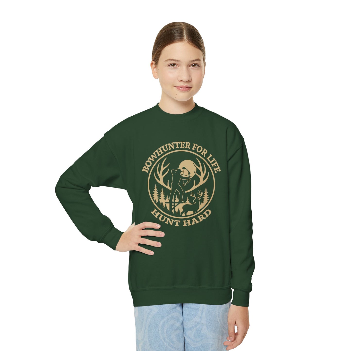 Bowhunter for Life Youth Crewneck Sweatshirt, Cozy Sweatshirt for Young Hunters, Perfect Gift for Kids, Outdoor Adventure Apparel