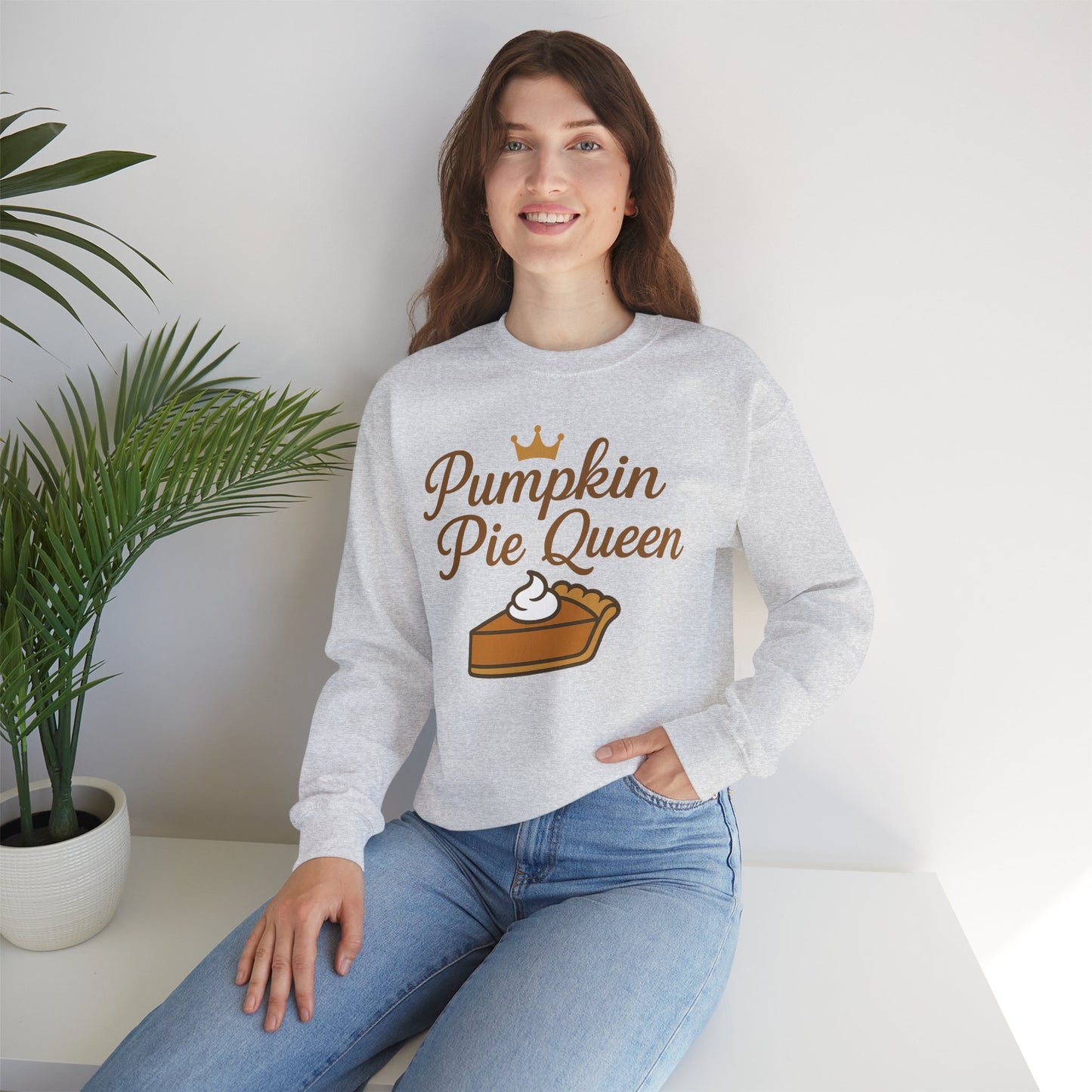 Pumpkin Pie Queen Crewneck Sweatshirt, Cozy Fall Sweatshirt, Thanksgiving Apparel, Funny Sweatshirt for Women, Gift for Baking Lovers