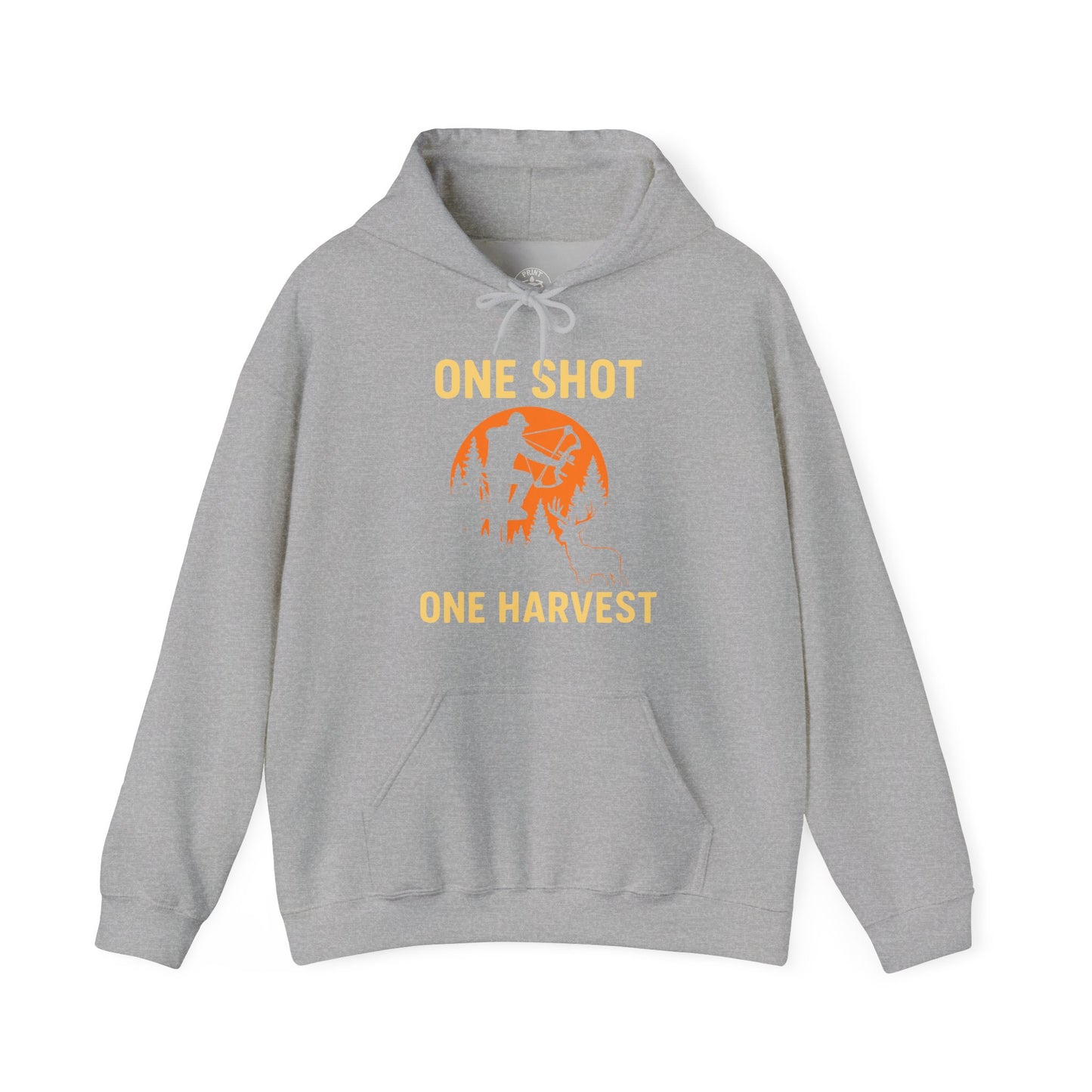 Hunting Theme Unisex Hoodie, One Shot One Harvest, Fall Apparel, Outdoor Gear, Gift for Hunters, Cozy Hoodie