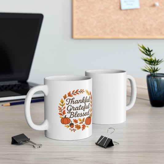 Autumn Vibes Ceramic Mug - Perfect Fall Gift, Pumpkin Lovers, Cozy Coffee Moments, Thanksgiving, Seasonal Decor