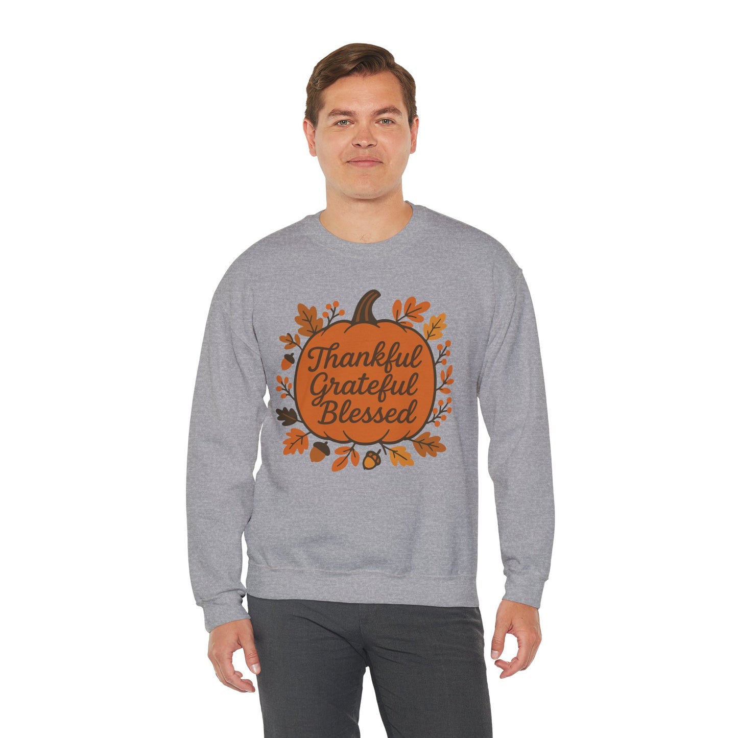 Thankful Grateful Blessed Sweatshirt | Cozy Fall Crewneck, Autumn Style, Thanksgiving Gift, Unisex Casual Wear