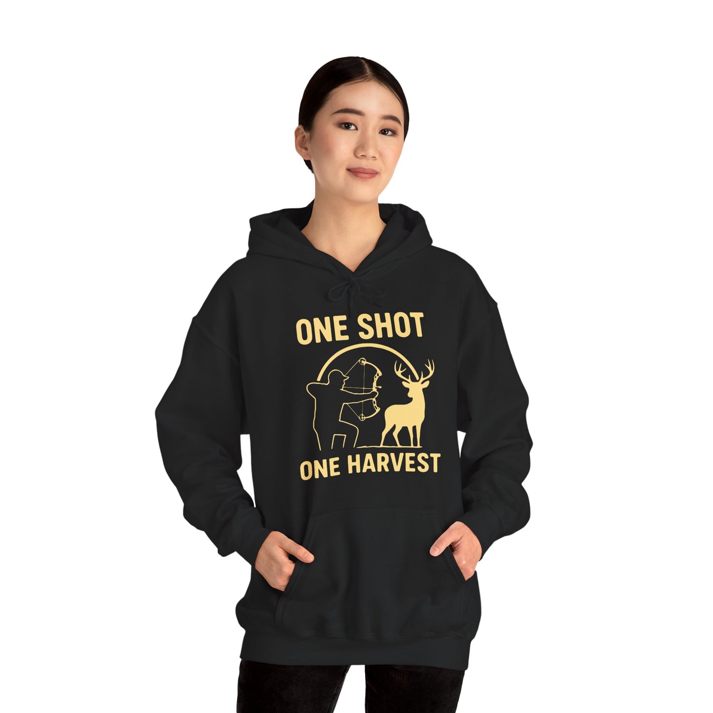 Hunting Hoodie - One Shot One Harvest, Unisex Hoodie for Outdoor Lovers, Gift for Hunters, Cozy Fall Apparel