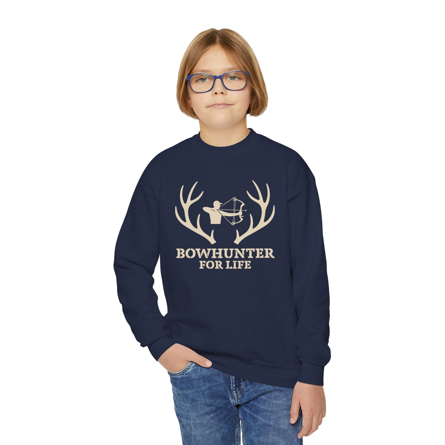Bowhunter for Life Youth Crewneck Sweatshirt, Hunting Gift, Kids Sweatshirt, Outdoor Apparel, Archery Design, Youth Hoodie