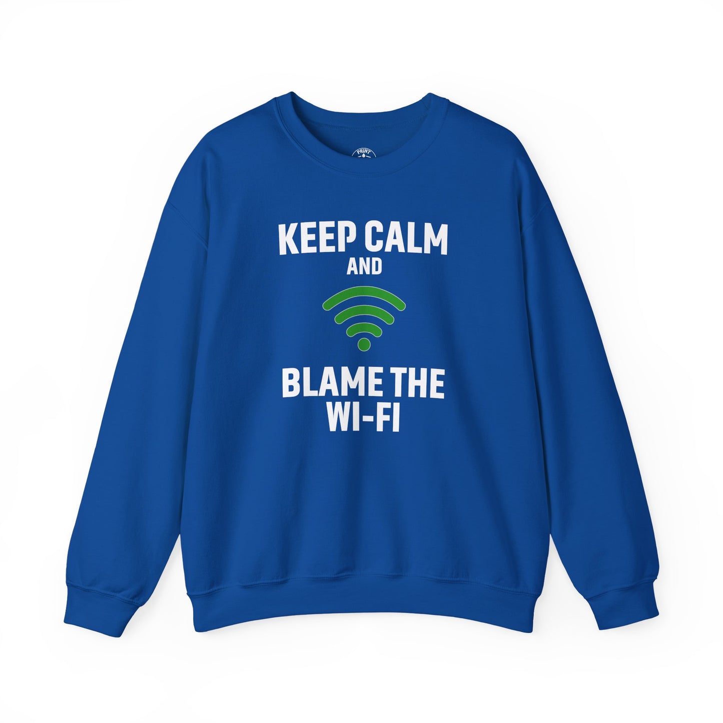 Keep Calm Blame the Wi-Fi Crewneck Sweatshirt | Funny Sweatshirt, Gift for Tech Lovers, Cozy Sweater for Home, Office Gift