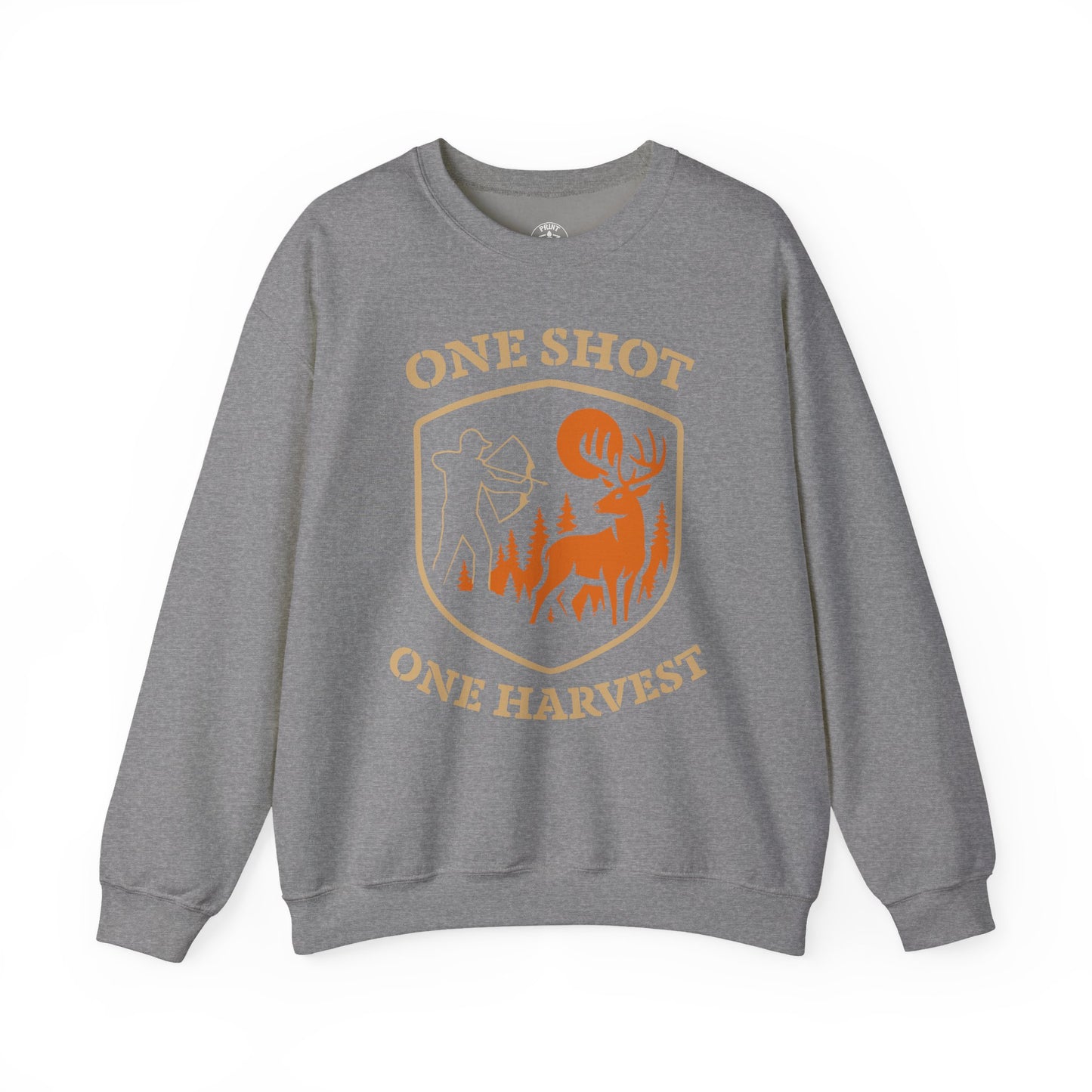 Outdoor Hunting Sweatshirt, Perfect for Hunters, One Shot One Harvest Gift, Cozy Fall Apparel, Classic Crewneck