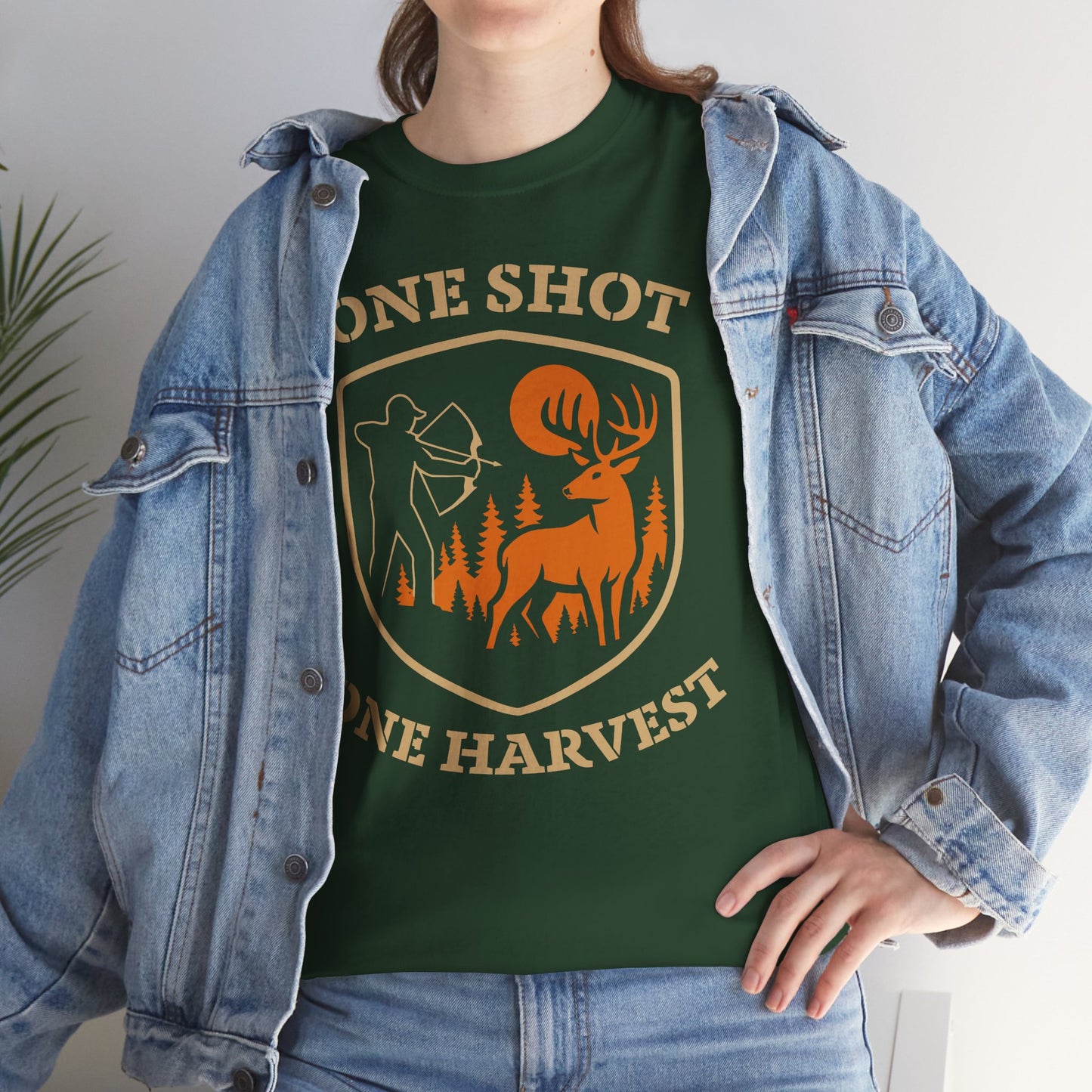 Hunting Tee Shirt, One Shot One Harvest Graphic Shirt, Outdoor Apparel, Gift for Hunters, Casual Wear, Hunting Season T-Shirt