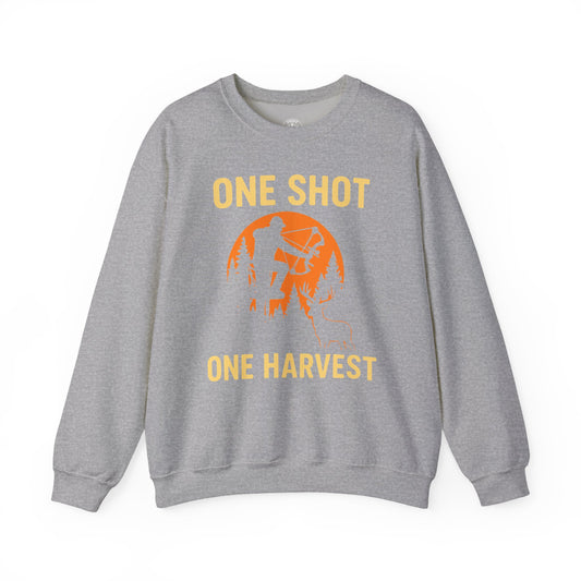 Hunting Crewneck Sweatshirt, One Shot One Harvest Sweatshirt, Gift for Hunters, Outdoor Apparel, Fall Outfit, Harvest Season Sweatshirt