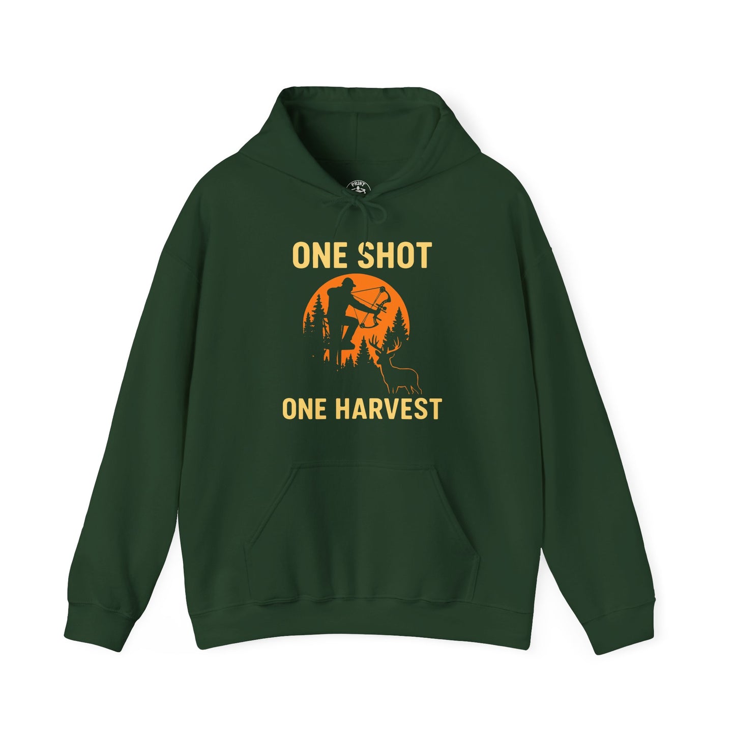 Hunting Theme Unisex Hoodie, One Shot One Harvest, Fall Apparel, Outdoor Gear, Gift for Hunters, Cozy Hoodie