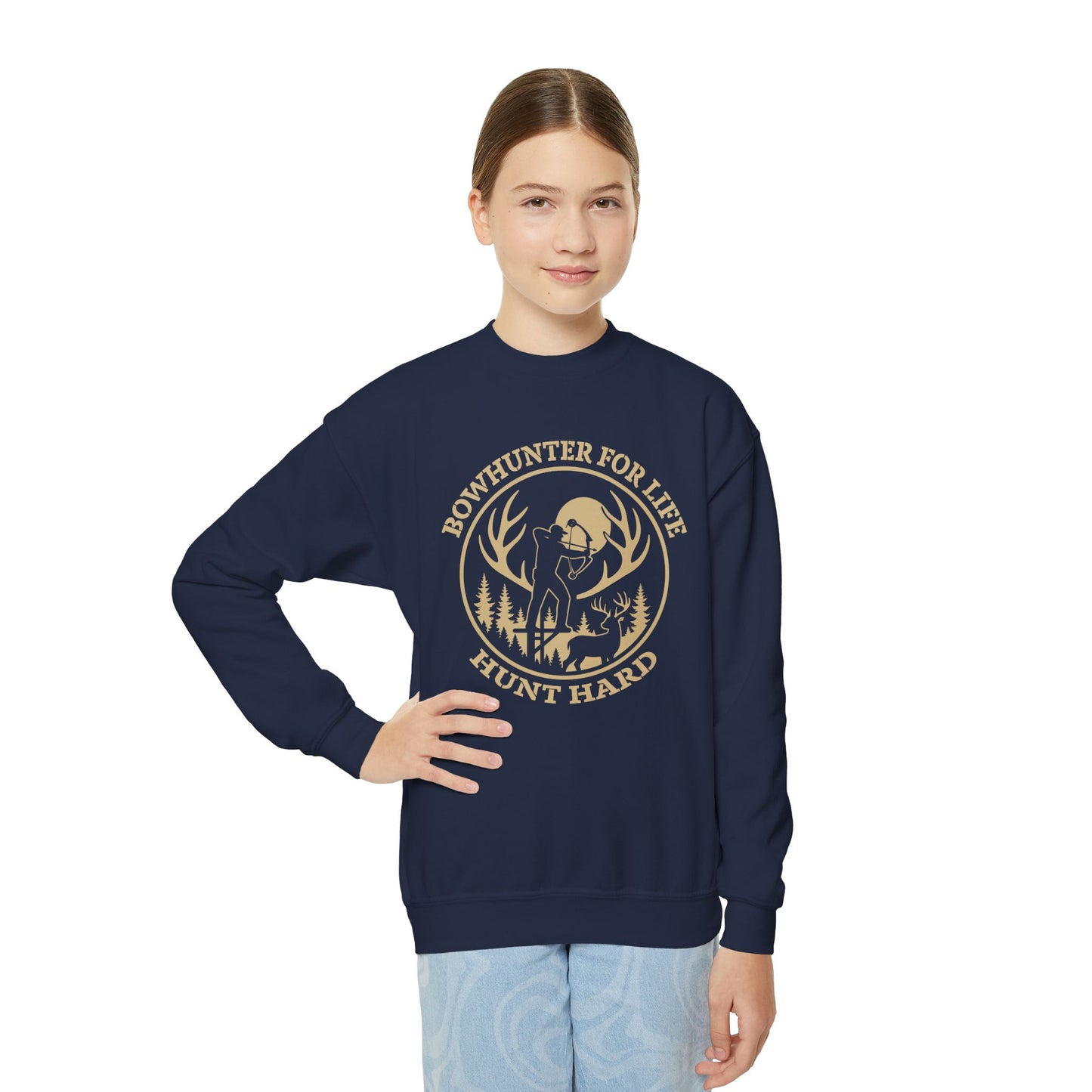 Bowhunter for Life Youth Crewneck Sweatshirt, Cozy Sweatshirt for Young Hunters, Perfect Gift for Kids, Outdoor Adventure Apparel
