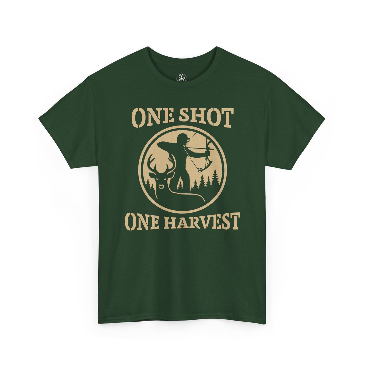 Hunting Tee, One Shot One Harvest Unisex Heavy Cotton Shirt, Outdoor Adventure Wear, Gift for Hunters, Camping Apparel, Fall Sportswear