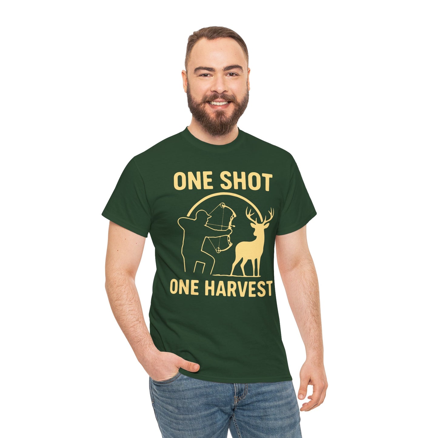 Hunting Enthusiast Tee, One Shot One Harvest T-Shirt, Gift for Hunters, Outdoor Adventure Wear, Casual Nature Lover Apparel