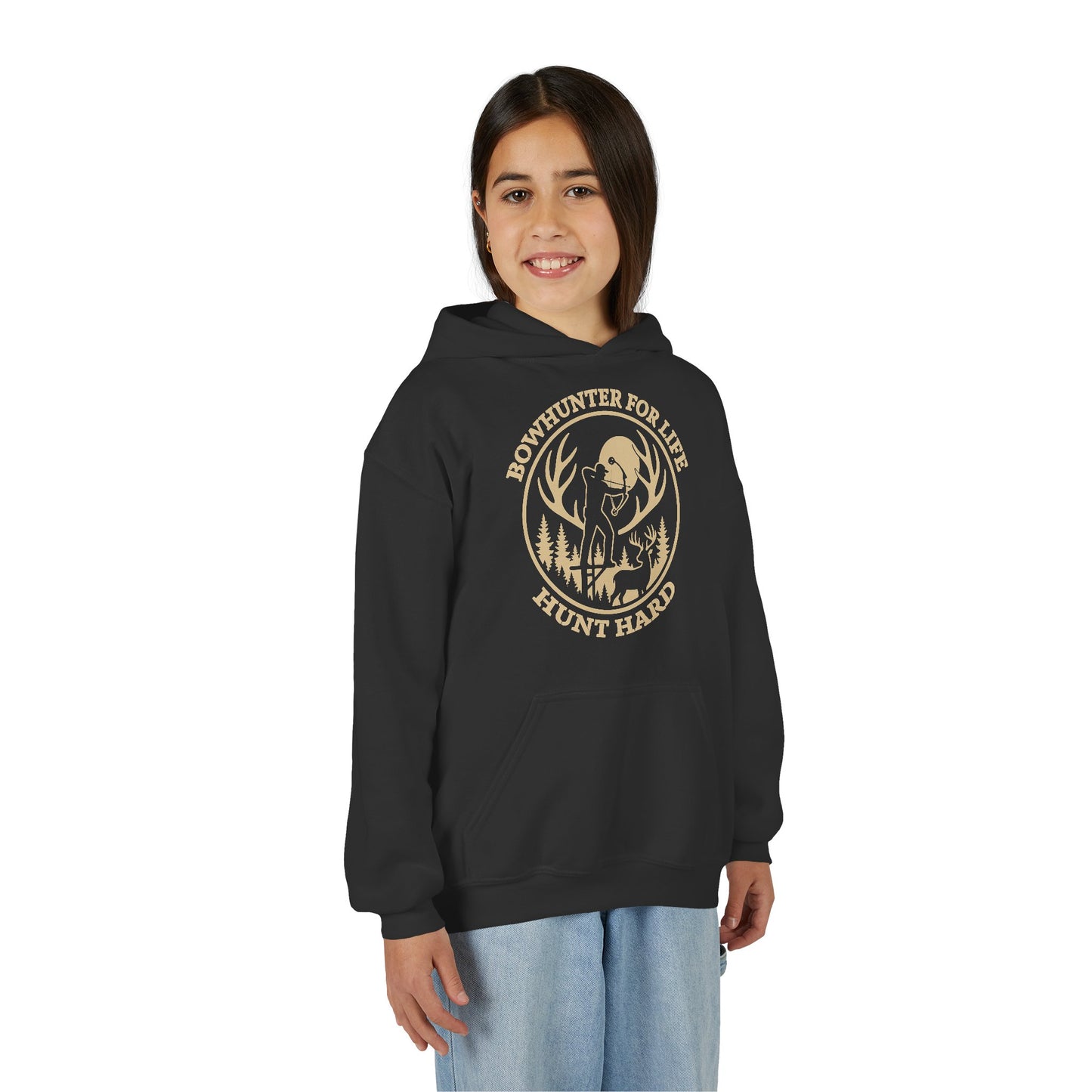 Bowhunter for Life Youth Hoodie - Perfect for Young Hunters, Outdoor Adventures, Gifts for Boys or Girls, Hunting Apparel