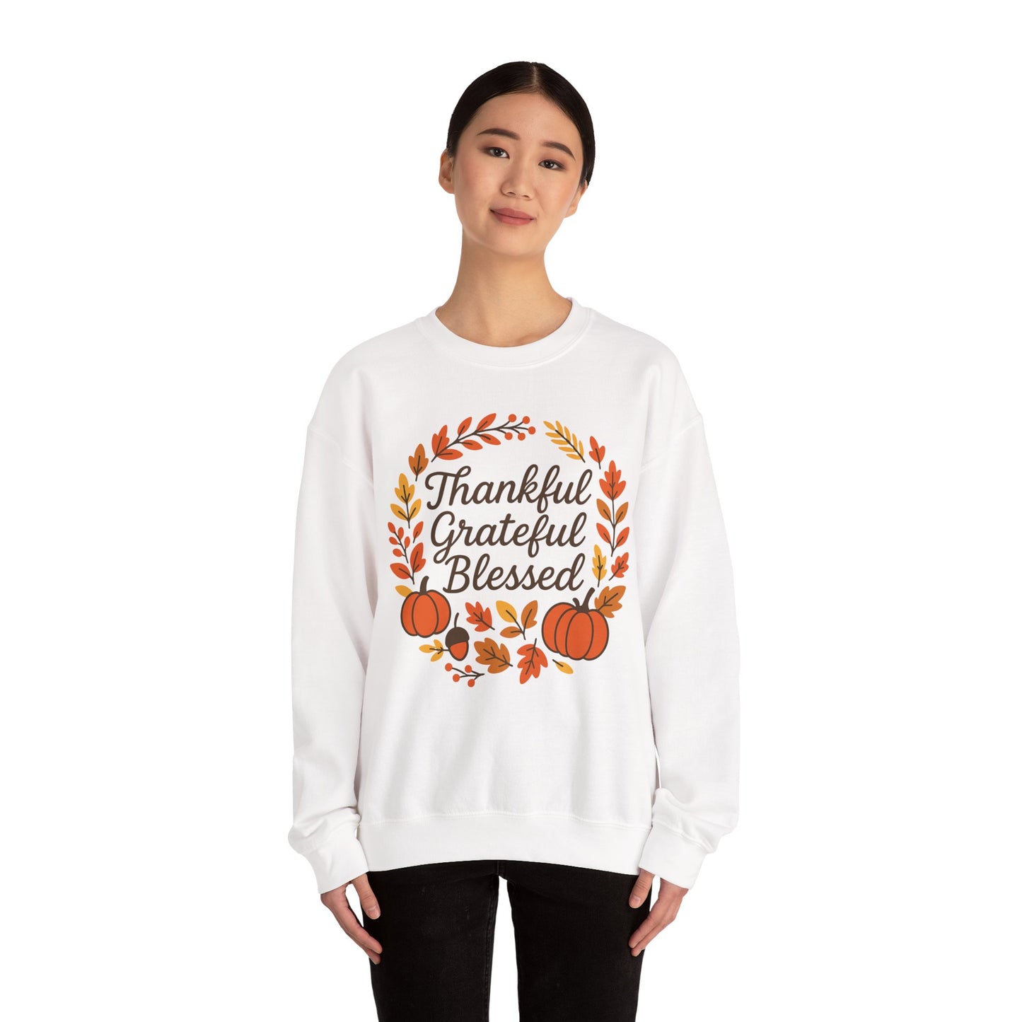 Thankful Grateful Blessed Sweatshirt, Cozy Fall Apparel, Thanksgiving Gift, Unisex Crewneck, Autumn Fashion