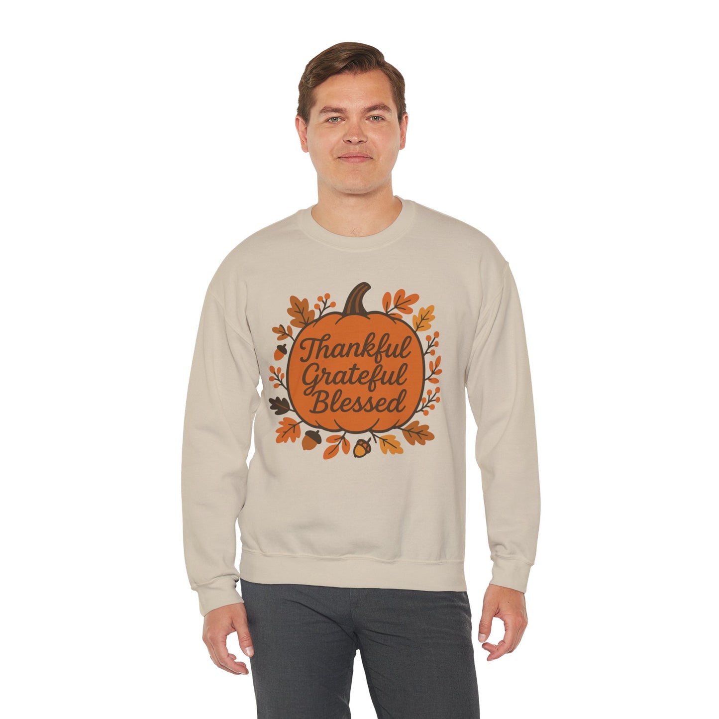 Thankful Grateful Blessed Sweatshirt | Cozy Fall Crewneck, Autumn Style, Thanksgiving Gift, Unisex Casual Wear