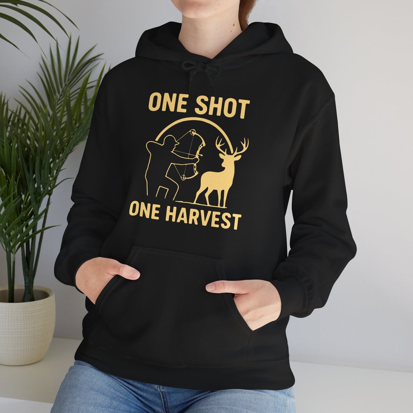 Hunting Hoodie - One Shot One Harvest, Unisex Hoodie for Outdoor Lovers, Gift for Hunters, Cozy Fall Apparel