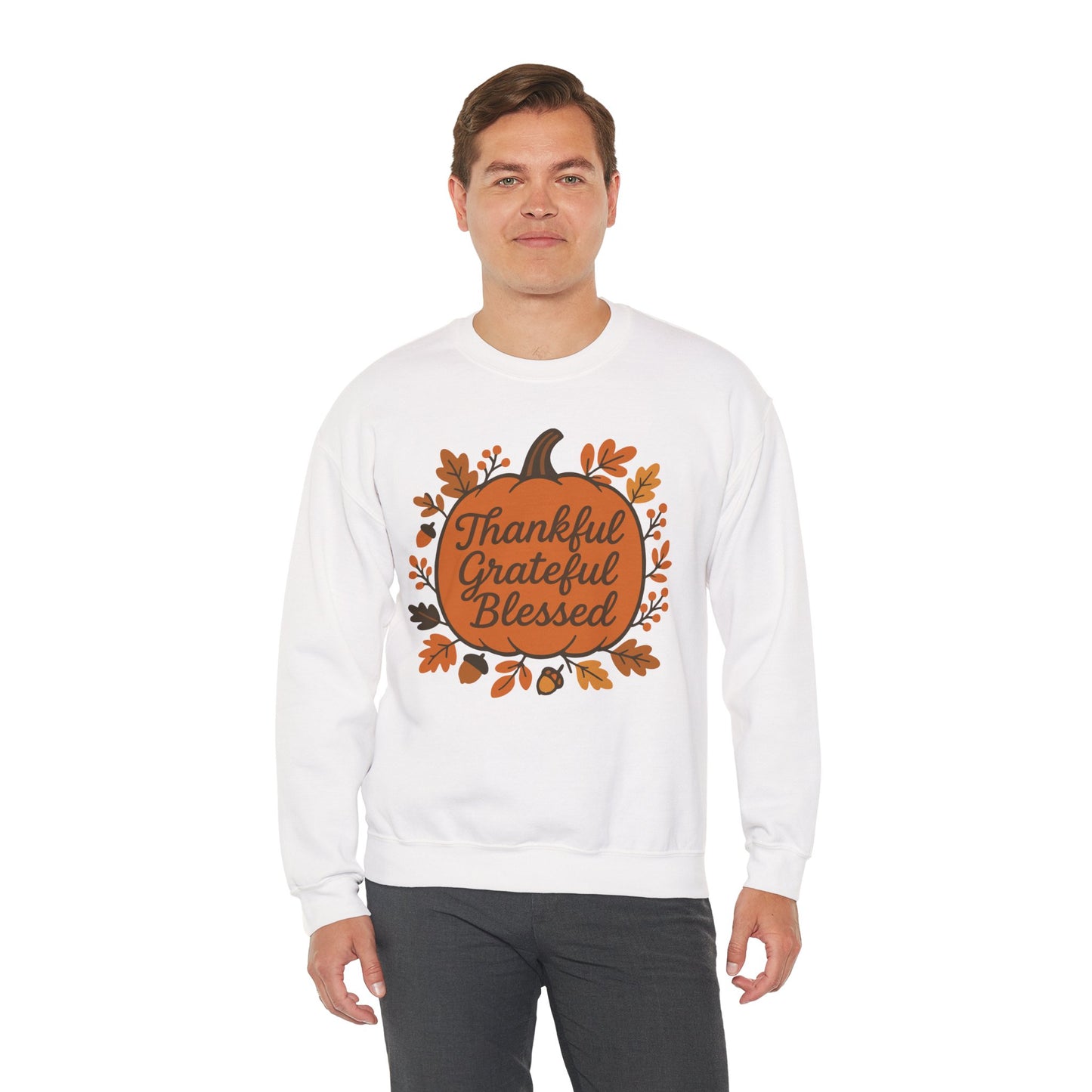 Thankful Grateful Blessed Sweatshirt | Cozy Fall Crewneck, Autumn Style, Thanksgiving Gift, Unisex Casual Wear