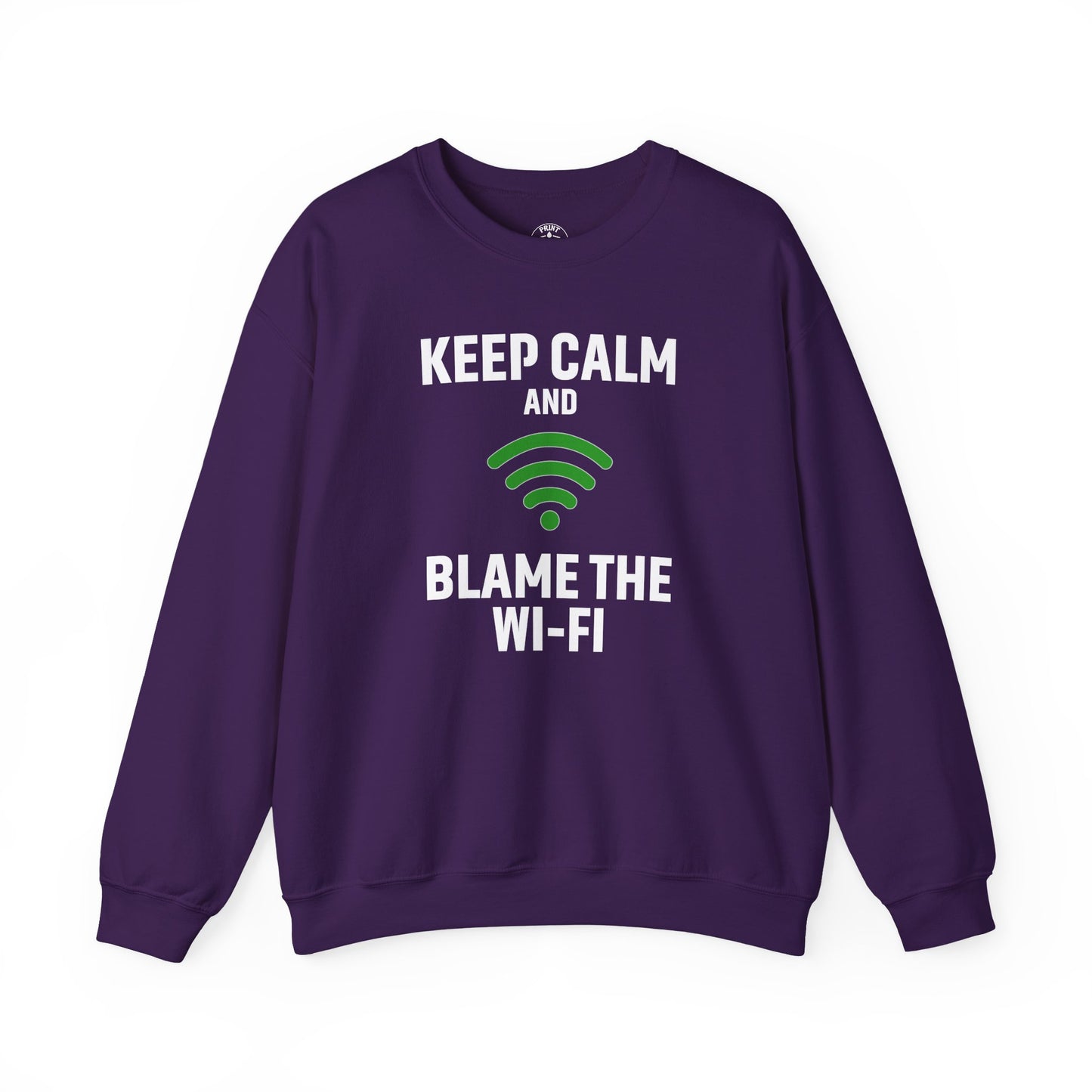 Keep Calm Blame the Wi-Fi Crewneck Sweatshirt | Funny Sweatshirt, Gift for Tech Lovers, Cozy Sweater for Home, Office Gift