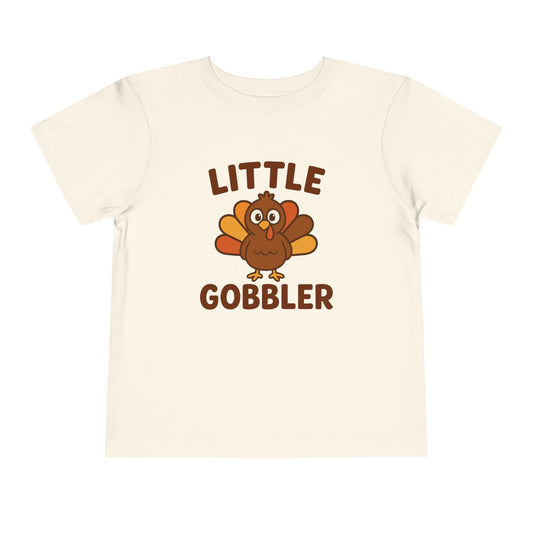 Little Gobbler Toddler Unisex T-Shirt | Thanksgiving Tee, Cute Turkey T-Shirt for Kids, Fall Family Celebration Wear
