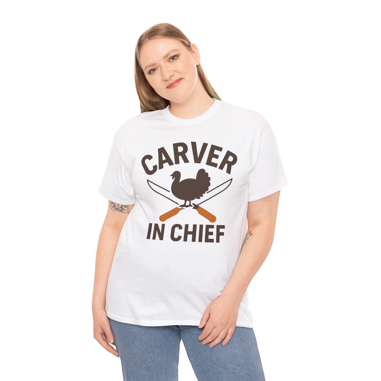 Funny Thanksgiving Tee, Carver in Chief T-Shirt, Unisex Holiday Shirt, Thanksgiving Gift, Family Gathering Apparel, Turkey Day Style