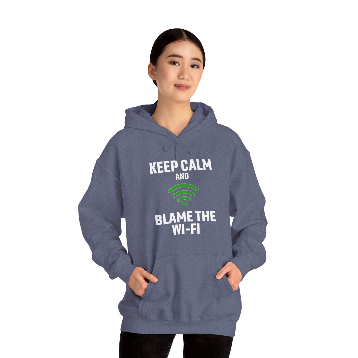 Keep Calm Blame the Wi-Fi Hoodie | Comfortable Unisex Hoodie for Internet Lovers, Gift for Tech Enthusiasts, Office Gift