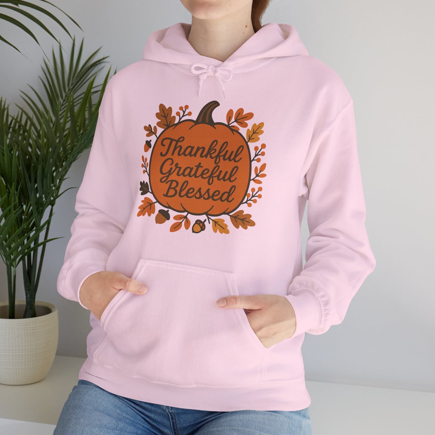 Thankful Grateful Blessed Unisex Hoodie | Cozy Fall Sweatshirt, Autumn Apparel, Thanksgiving Gift, Seasonal Comfort