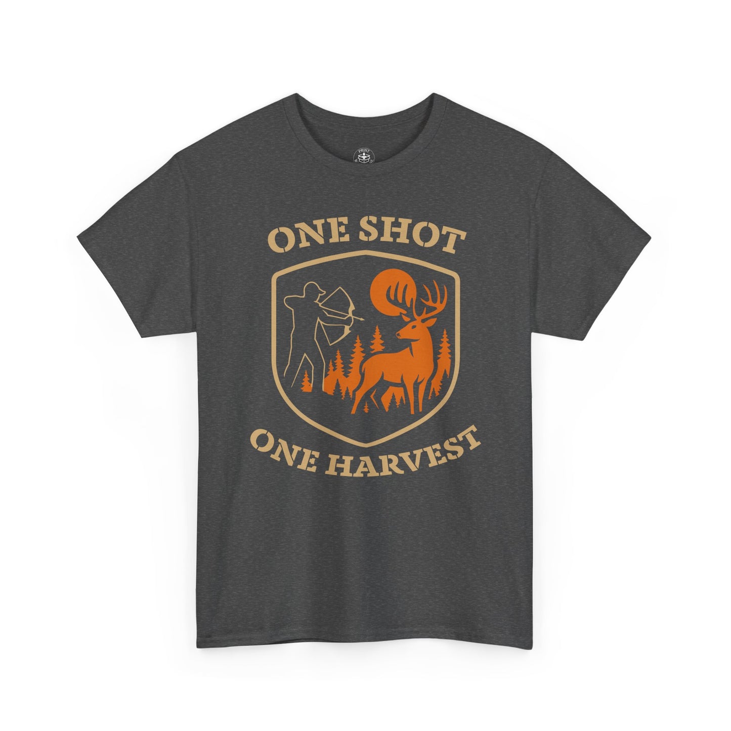 Hunting Tee Shirt, One Shot One Harvest Graphic Shirt, Outdoor Apparel, Gift for Hunters, Casual Wear, Hunting Season T-Shirt