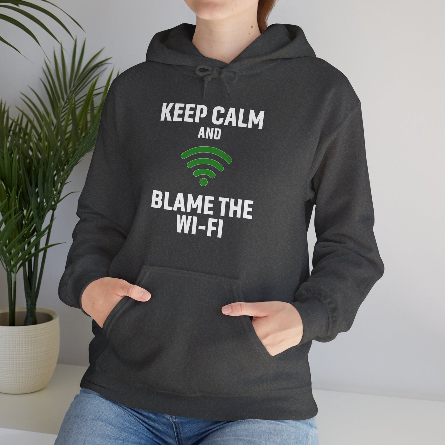 Keep Calm Blame the Wi-Fi Hoodie | Comfortable Unisex Hoodie for Internet Lovers, Gift for Tech Enthusiasts, Office Gift