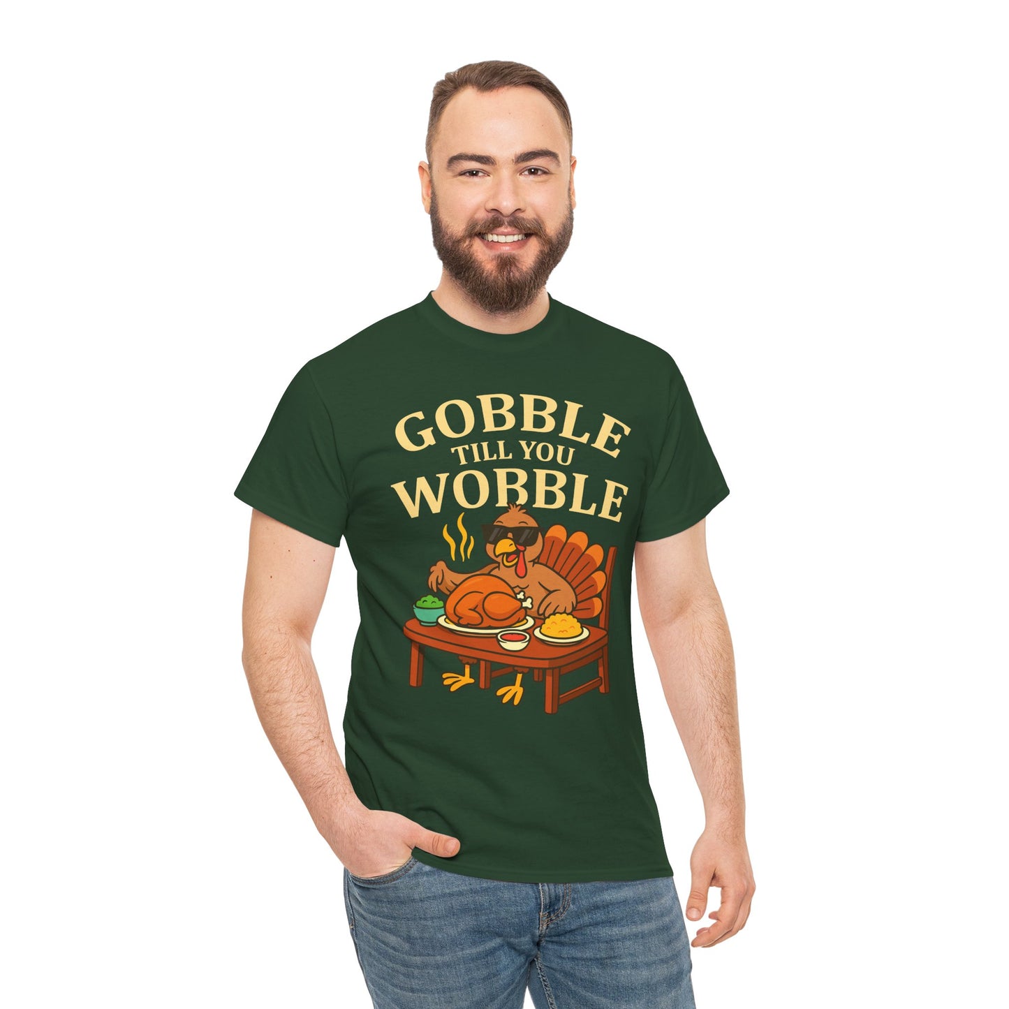 Funny Thanksgiving Tee - Gobble Till You Wobble, Fall Apparel, Thanksgiving Gift, Family Gathering Shirt, Autumn Humor T-Shirt