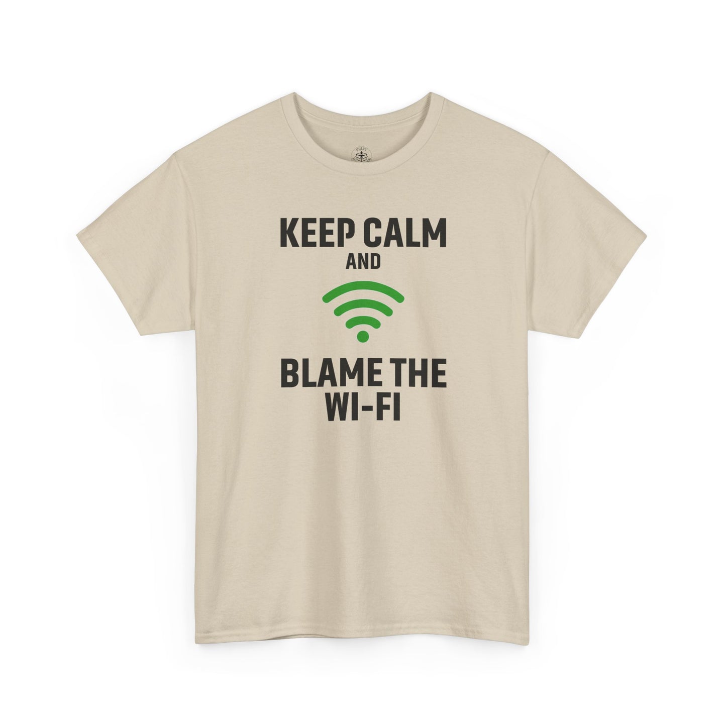 Keep Calm Blame the Wi-Fi Tee | Unisex Heavy Cotton Shirt for Tech Lovers, Funny Office Gift, Internet Humor Apparel, Casual Wear