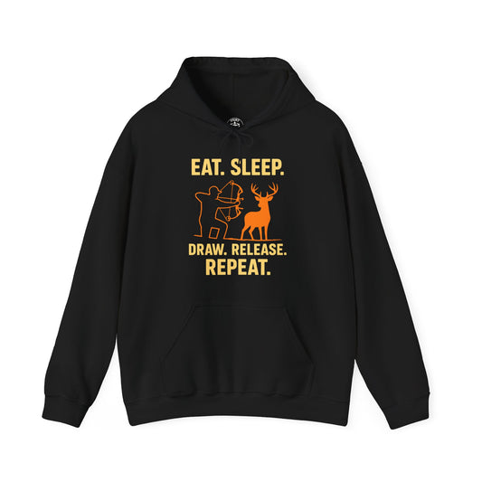 Eat Sleep Draw Release Repeat Unisex Hoodie | Creative Hunters Hoodie, Cozy Vibes, Gift for Hunters, Fun Casual Wear