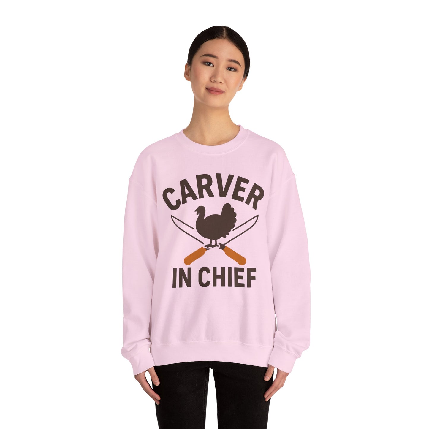 Thanksgiving Carver in Chief Sweatshirt, Funny Thanksgiving Gift, Unisex Crewneck, Holiday Apparel, Family Gathering Outfit