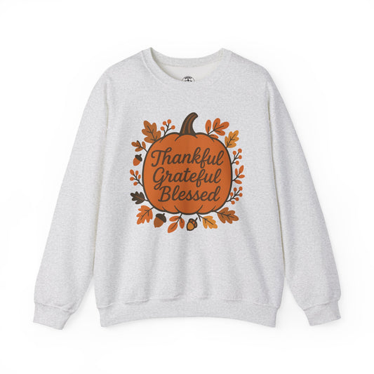 Thankful Grateful Blessed Sweatshirt | Cozy Fall Crewneck, Autumn Style, Thanksgiving Gift, Unisex Casual Wear