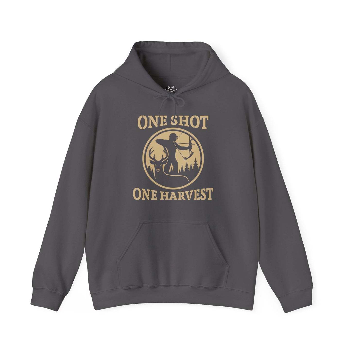 Hunting Themed Unisex Hoodie, Perfect for Bow Hunters, Fall Gatherings, Gifts, Cozy Layering, One Shot One Harvest Design