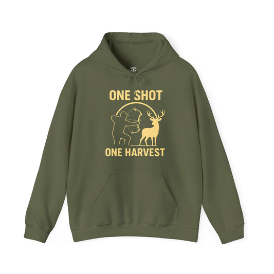 Hunting Hoodie - One Shot One Harvest, Unisex Hoodie for Outdoor Lovers, Gift for Hunters, Cozy Fall Apparel