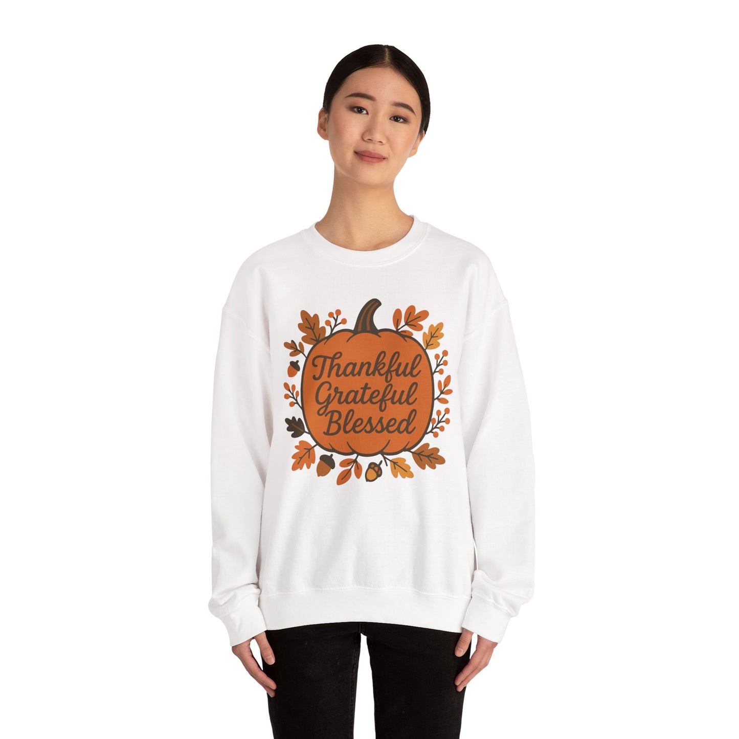 Thankful Grateful Blessed Sweatshirt | Cozy Fall Crewneck, Autumn Style, Thanksgiving Gift, Unisex Casual Wear