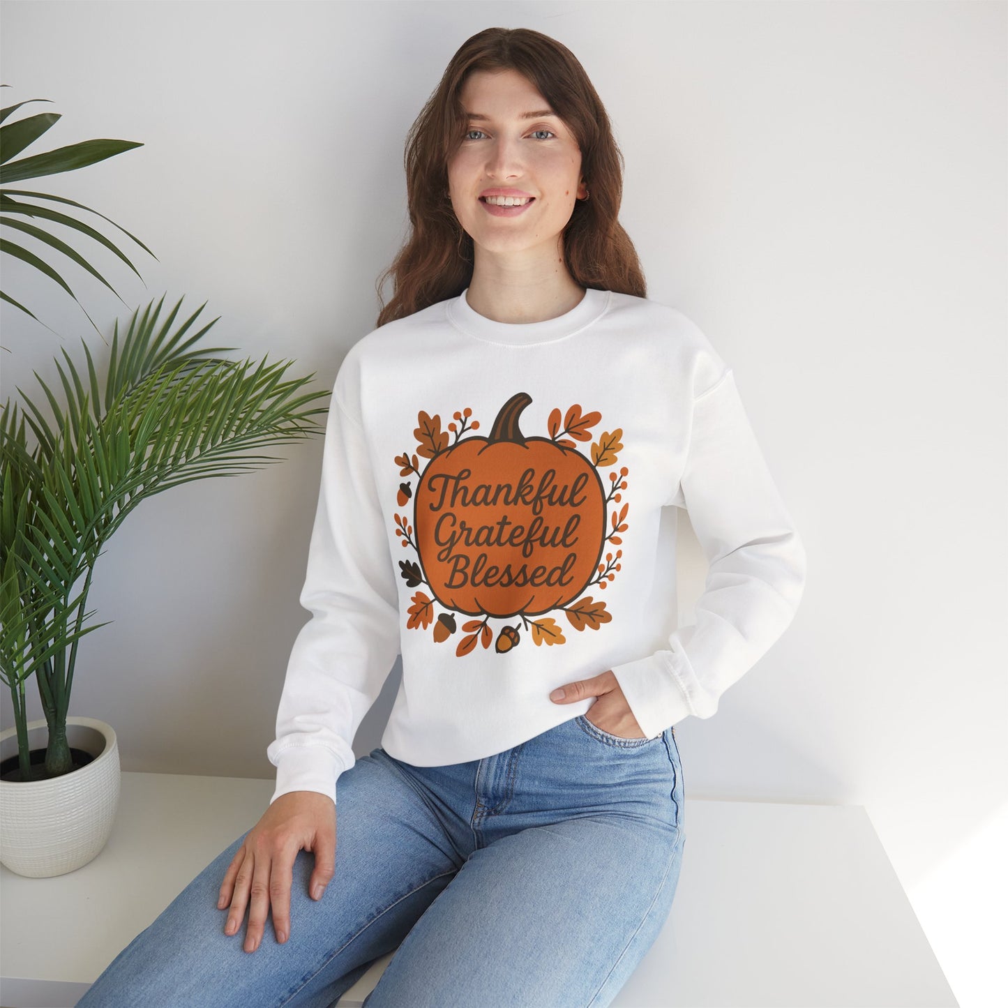 Thankful Grateful Blessed Sweatshirt | Cozy Fall Crewneck, Autumn Style, Thanksgiving Gift, Unisex Casual Wear