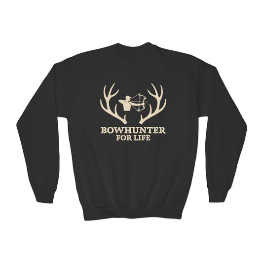 Bowhunter for Life Youth Crewneck Sweatshirt, Hunting Gift, Kids Sweatshirt, Outdoor Apparel, Archery Design, Youth Hoodie