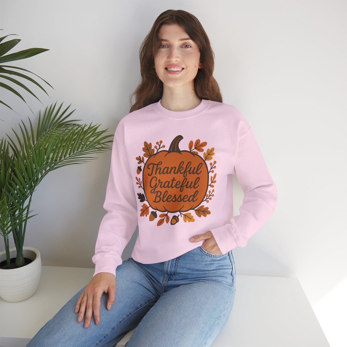 Thankful Grateful Blessed Unisex Sweatshirt | Cozy Fall Crewneck, Autumn Style, Thanksgiving Gift, Casual Wear