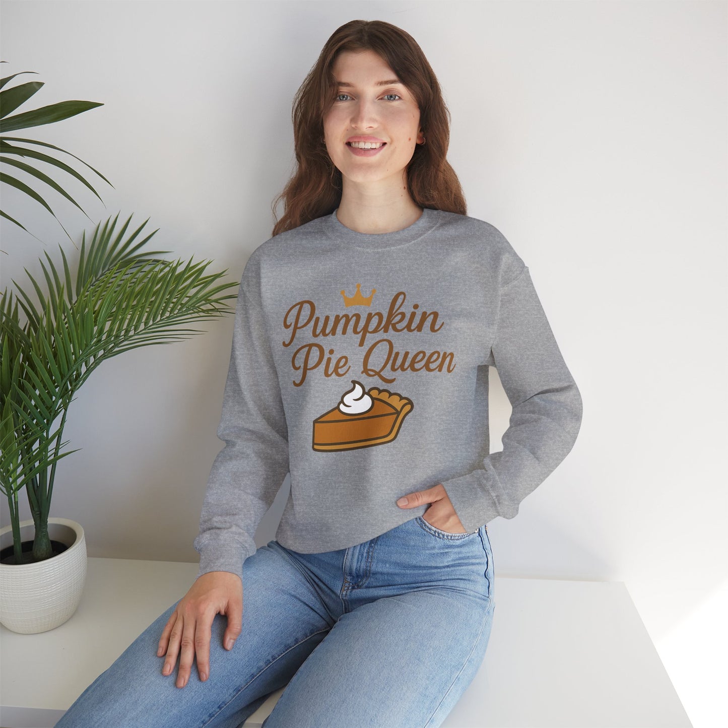 Pumpkin Pie Queen Crewneck Sweatshirt, Cozy Fall Sweatshirt, Thanksgiving Apparel, Funny Sweatshirt for Women, Gift for Baking Lovers