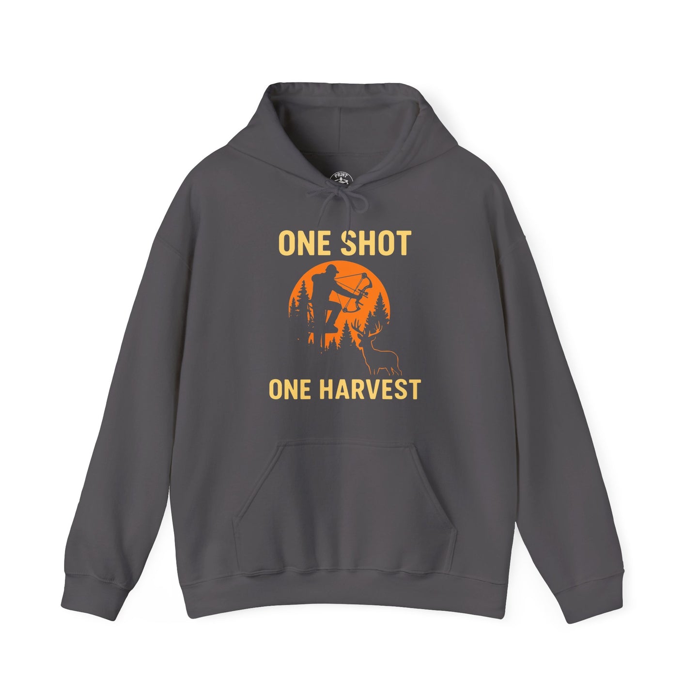 Hunting Theme Unisex Hoodie, One Shot One Harvest, Fall Apparel, Outdoor Gear, Gift for Hunters, Cozy Hoodie