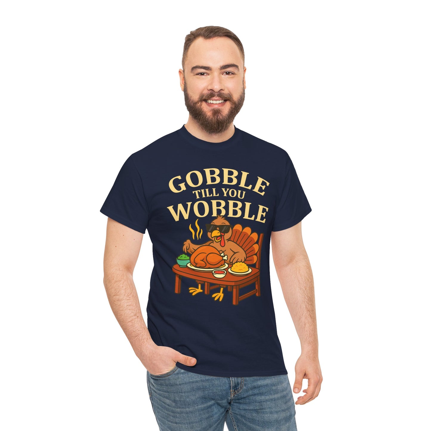 Funny Thanksgiving Tee - Gobble Till You Wobble, Fall Apparel, Thanksgiving Gift, Family Gathering Shirt, Autumn Humor T-Shirt